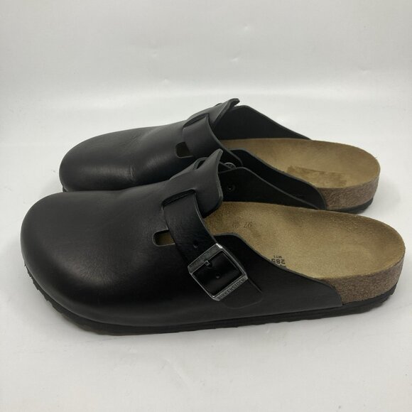 Birkenstock Boston Black Leather Clogs Mens EU 44/US 11 Slip On - Picture 3 of 9